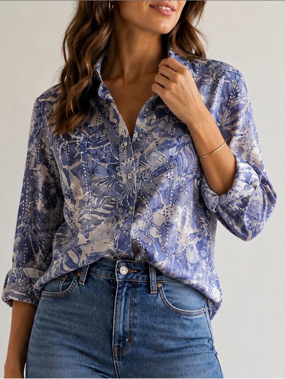 NEW Draper’s & Damon’s Blue Floral blouse